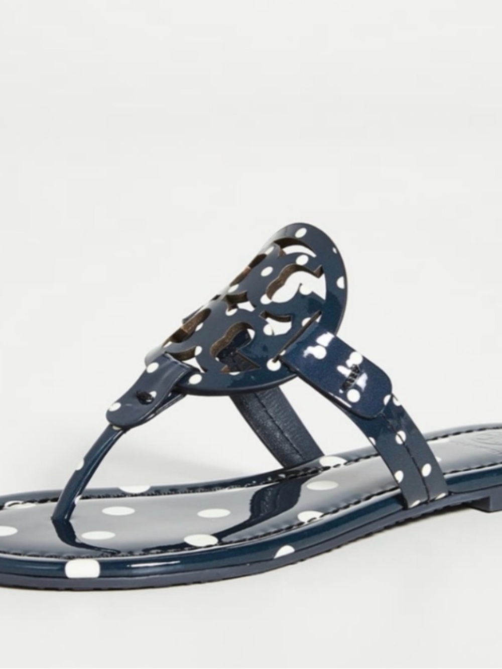 Tory Burch Navy and White Polka Dot Miller Thong Sandal
